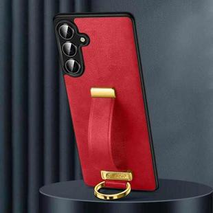 For Samsung Galaxy S25+ 5G SULADA PC Hybrid Leather Texture Skin Feel Shockproof Phone Case(Red)