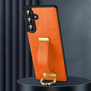 For Samsung Galaxy S25 5G SULADA PC Hybrid Leather Texture Skin Feel Shockproof Phone Case(Orange)