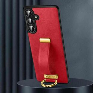 For Samsung Galaxy S25 5G SULADA PC Hybrid Leather Texture Skin Feel Shockproof Phone Case(Red)
