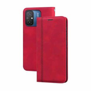 For Xiaomi Redmi 12C/11A 4G Global/Poco C55 Frosted Business Magnetic Horizontal Flip PU Phone Case(Red)