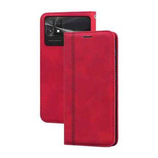 For Xiaomi Poco C40 Frosted Business Magnetic Horizontal Flip PU Phone Case(Red)