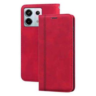 For Xiaomi Redmi Note 13 4G Frosted Business Magnetic Horizontal Flip PU Phone Case(Red)