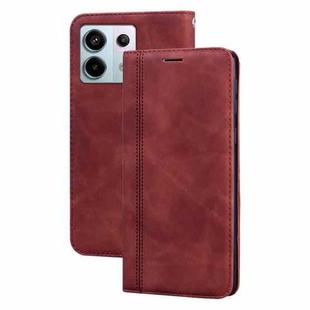 For Xiaomi Redmi Note 13  5G Frosted Business Magnetic Horizontal Flip PU Phone Case(Brown)