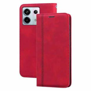 For Xiaomi Redmi Note 13 Pro 5G Frosted Business Magnetic Horizontal Flip PU Phone Case(Red)