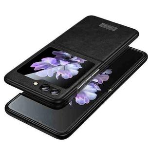 For Samsung Galaxy Z Flip5 SULADA Shockproof TPU + Handmade Leather Phone Case(Black)