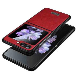 For Samsung Galaxy Z Flip5 SULADA Shockproof TPU + Handmade Leather Phone Case(Red)