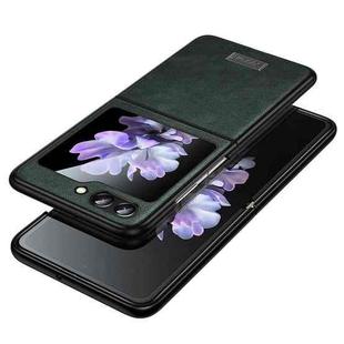 For Samsung Galaxy Z Flip5 SULADA Shockproof TPU + Handmade Leather Phone Case(Green)