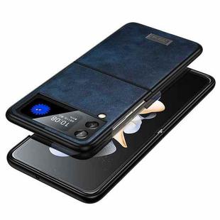 For Samsung Galaxy Z Flip4 SULADA Shockproof TPU + Handmade Leather Phone Case(Blue)