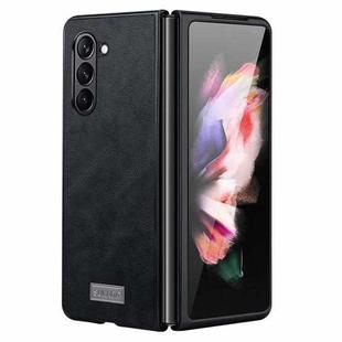 For Samsung Galaxy Z Fold5 SULADA Shockproof TPU + Handmade Leather Phone Case(Black)