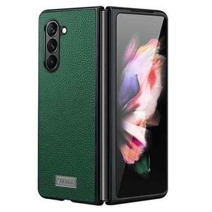 For Samsung Galaxy Z Fold5 SULADA Shockproof TPU + Litchi Texture Leather Phone Case(Green)