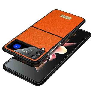 For Samsung Galaxy Z Flip4 SULADA Shockproof TPU + Litchi Texture Leather Phone Case(Orange)