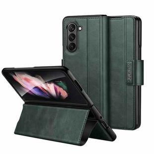 For Samsung Galaxy Z Fold5 SULADA All-inclusive Magnetic Snap Flip Leather Phone Case(Green)