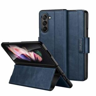 For Samsung Galaxy Z Fold5 SULADA All-inclusive Magnetic Snap Flip Leather Phone Case(Blue)