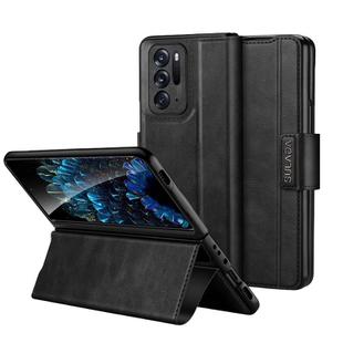 For OPPO Find N SULADA All-inclusive Magnetic Snap Flip Leather Phone Case(Black)