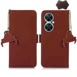 For Huawei Nova 11i / Maimang 20 5G / Enjoy 60 Pro Genuine Leather Magnetic RFID Leather Phone Case(Coffee)