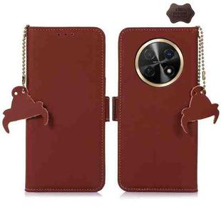 For Huawei Enjoy 60X / Nova Y91 4G Genuine Leather Magnetic RFID Leather Phone Case(Coffee)