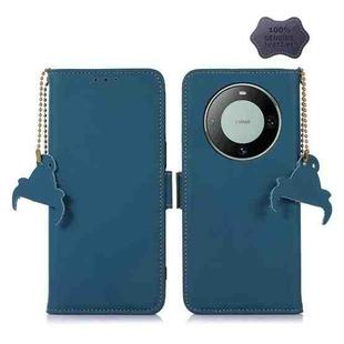 For Huawei Mate 60 Genuine Leather Magnetic RFID Leather Phone Case(Blue)