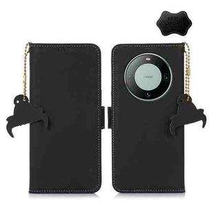 For Huawei Mate 60 Pro Genuine Leather Magnetic RFID Leather Phone Case(Black)