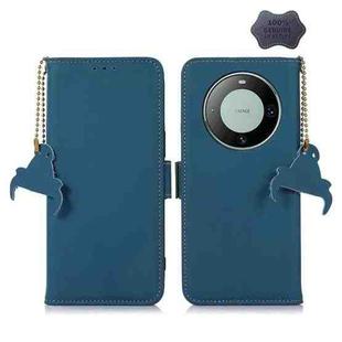 For Huawei Mate 60 Pro Genuine Leather Magnetic RFID Leather Phone Case(Blue)