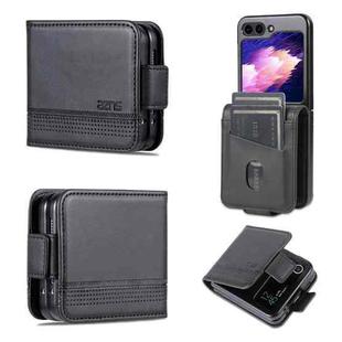 For Samsung Galaxy Z Flip5 5G AZNS Magnetic Calf Texture Flip Leather Phone Case(Black)