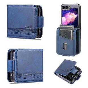 For Samsung Galaxy Z Flip5 5G AZNS Magnetic Calf Texture Flip Leather Phone Case(Dark Blue)