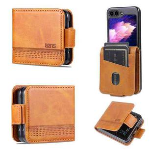 For Samsung Galaxy Z Flip5 5G AZNS Magnetic Calf Texture Flip Leather Phone Case(Light Brown)