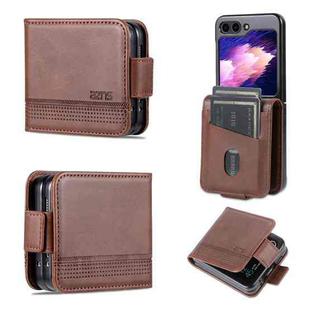 For Samsung Galaxy Z Flip5 5G AZNS Magnetic Calf Texture Flip Leather Phone Case(Dark Brown)