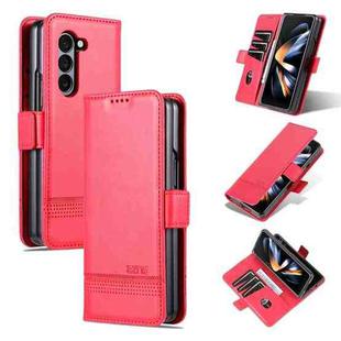 For Samsung Galaxy Z Fold5 5G AZNS Magnetic Calf Texture Flip Leather Phone Case(Red)