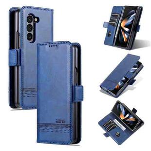 For Samsung Galaxy Z Fold5 5G AZNS Magnetic Calf Texture Flip Leather Phone Case(Dark Blue)