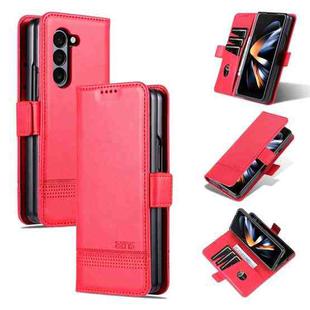 For Samsung Galaxy Z Fold6 5G AZNS Magnetic Calf Texture Flip Leather Phone Case(Red)