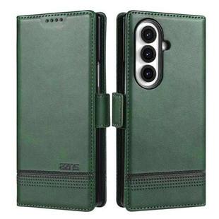 For Samsung Galaxy Z Fold7 5G AZNS Magnetic Calf Texture Flip Leather Phone Case(Dark Green)