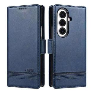 For Samsung Galaxy Z Fold7 5G AZNS Magnetic Calf Texture Flip Leather Phone Case(Dark Blue)