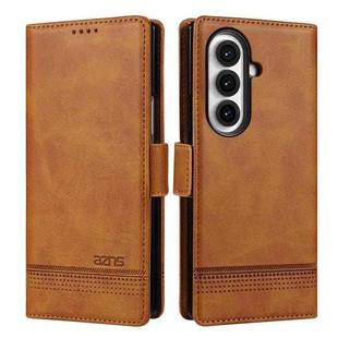 For Samsung Galaxy Z Fold7 5G AZNS Magnetic Calf Texture Flip Leather Phone Case(Light Brown)