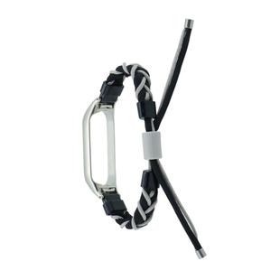 For Xiaomi Mi Band 7 Silicone Bean Braided Cord Nylon Watch Band(Black Grey)