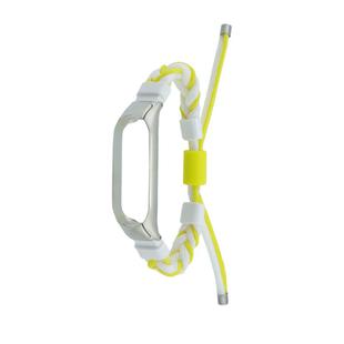For Xiaomi Mi Band 8 Silicone Bean Braided Cord Nylon Watch Band(White Yellow)