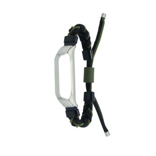 For Xiaomi Mi Band 8 Silicone Bean Braided Cord Nylon Watch Band(Black Green)