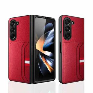 For Samsung Galaxy Z Fold5 5G Litchi Texture Card Slot Phone Case(Red)