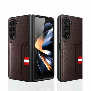 For Samsung Galaxy Z Fold5 5G Litchi Texture Card Slot Phone Case(Brown)