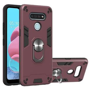 For LG K51 / Q51 2 in 1 Armour Series PC + TPU Protective Case with Ring Holder(Wine Red)
