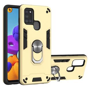 For Samsung Galaxy A21s 2 in 1 Armour Series PC + TPU Protective Case with Ring Holder(Gold)