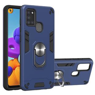 For Samsung Galaxy A21s 2 in 1 Armour Series PC + TPU Protective Case with Ring Holder(Royal Blue)