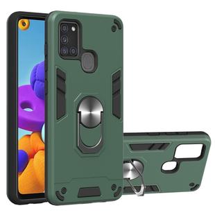 For Samsung Galaxy A21s 2 in 1 Armour Series PC + TPU Protective Case with Ring Holder(Dark Green)
