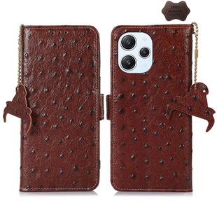 For Xiaomi Redmi 12 Ostrich Pattern Genuine Leather RFID Phone Case(Coffee)
