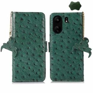 For Xiaomi Poco C65 / Redmi 13C Ostrich Pattern Genuine Leather RFID Phone Case(Green)