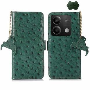 For Xiaomi Redmi Note 13 Ostrich Pattern Genuine Leather RFID Phone Case(Green)