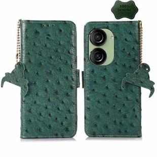 For Asus Zenfone 10 / Zenfone 9 Ostrich Pattern Genuine Leather RFID Phone Case(Green)