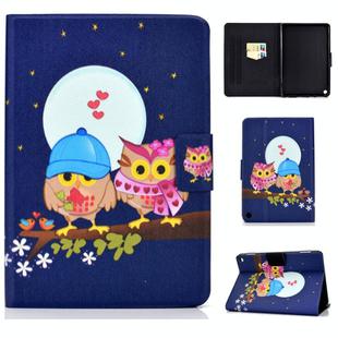 For Amazon Fire Max 11 2023 Colored Drawing Smart Leather Tablet Case(Couple Owls)