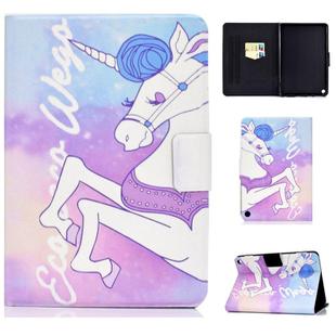 For Amazon Fire Max 11 2023 Colored Drawing Smart Leather Tablet Case(Pink Horse)