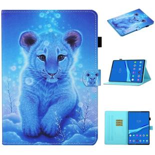 For  Lenovo Tab FHD M10 Plus X606F Colored Drawing Stitching Horizontal Flip Leather Case, with Holder & Card Slots & Sleep / Wake-up Function(Little Tiger)