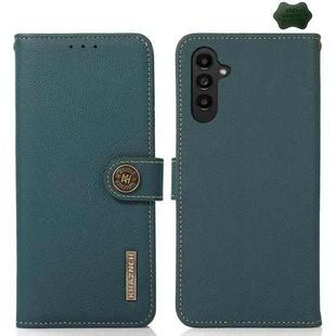 For Samsung Galaxy A15 KHAZNEH Custer Genuine Leather RFID Phone Case(Green)